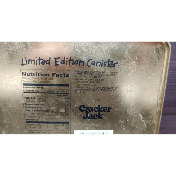 Limited Edition Cracker Jack Collectible Tin Canister With Baseball Theme VTG - Picture 7 of 9